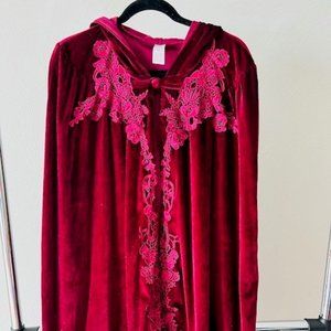 Cape, Burgundy (dark red), Satin. One Size.
